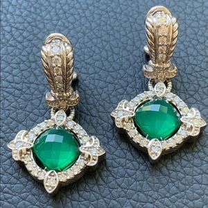 Authentic Vintage Judith Ripka Green Chalcedony Earrings